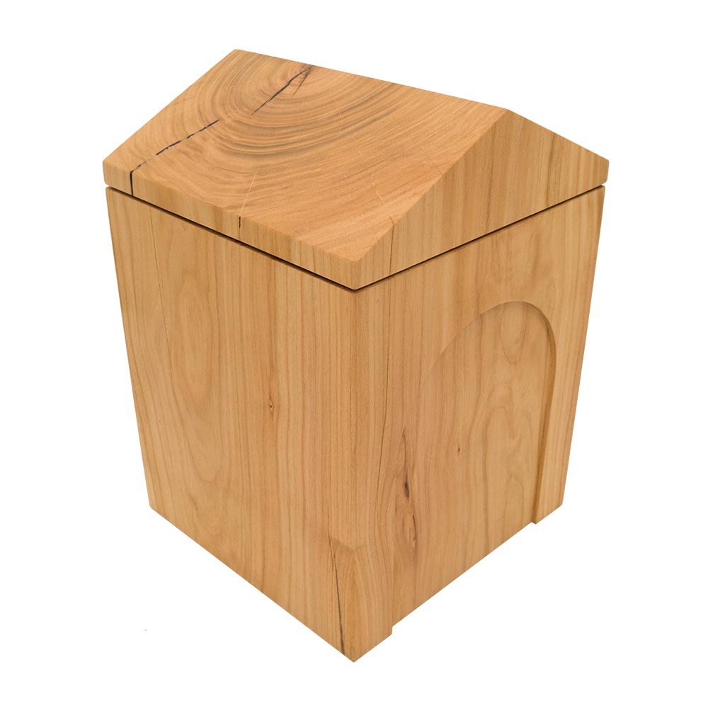 Home Cremation Urn for Ashes Cherry Wood Side View