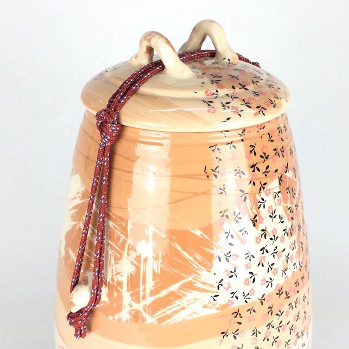 Honey Cremation Urn for Ashes Close up Rotated