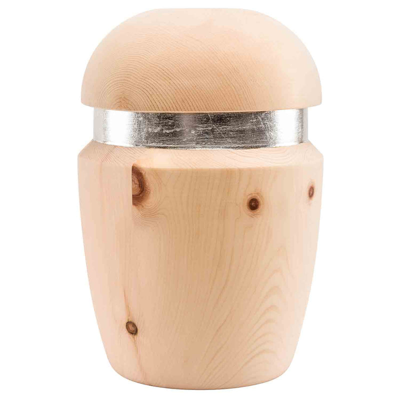 Hope Cremation Urn for Ashes in Swiss Pine Wood with Silver Band