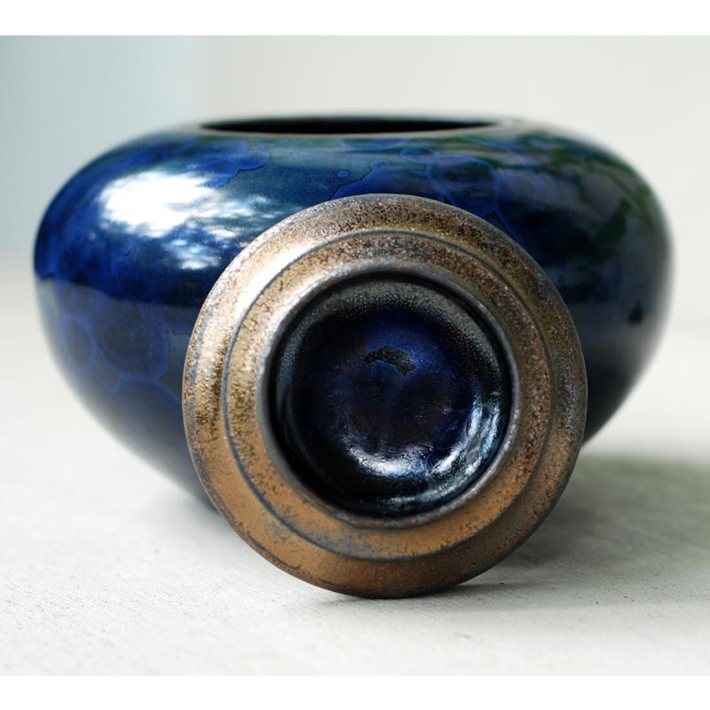 Indigo Cremation Urn for Pets Ashes Lid Off Rear View