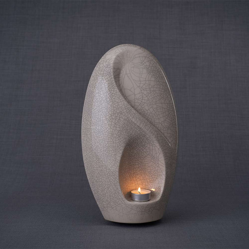 Infinity Cremation Urn for Ashes in Crackle Glaze Left Turn
