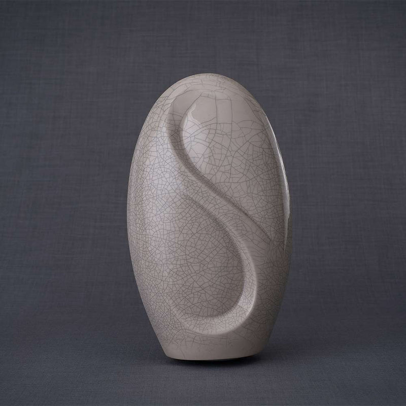 Infinity Cremation Urn for Ashes in Crackle Glaze Rear View
