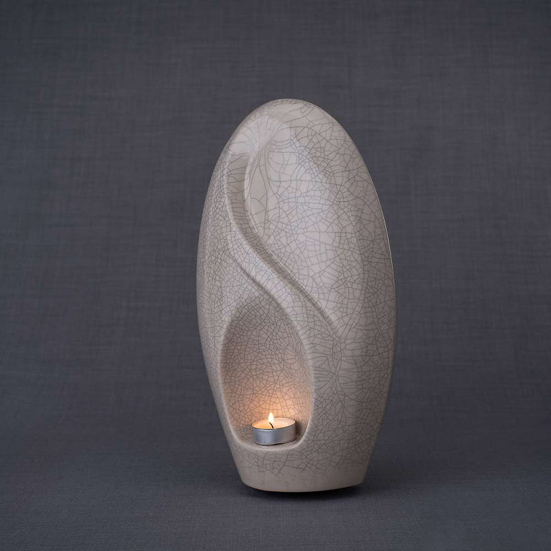 Infinity Cremation Urn for Ashes in Crackle Glaze Right Turn