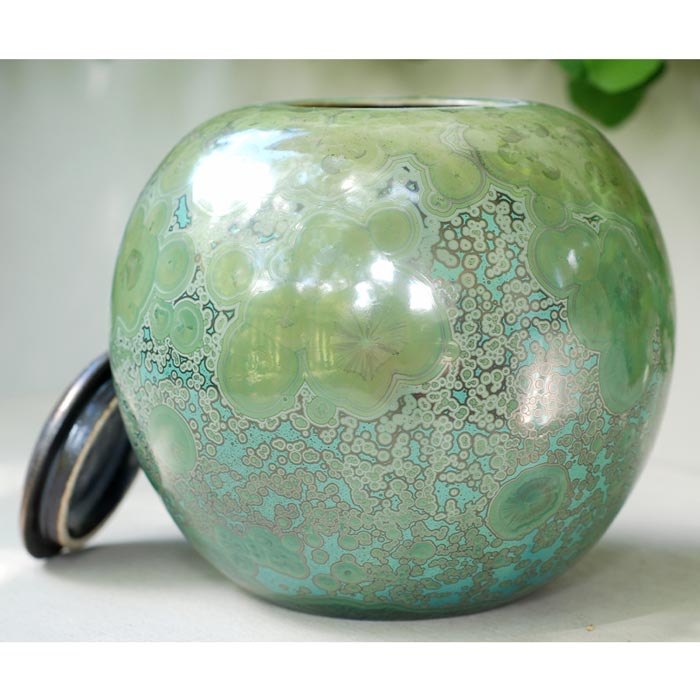 Jadeite Cremation Urn for Ashes - Adult Lid Off Rotated View