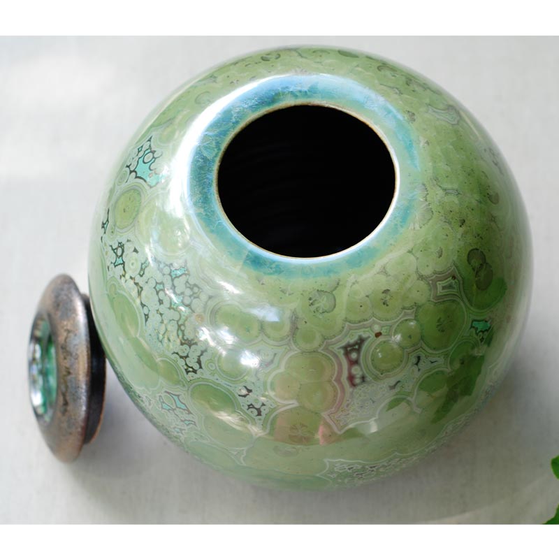 Jadeite Cremation Urn for Ashes - Adult Lid Off Top View