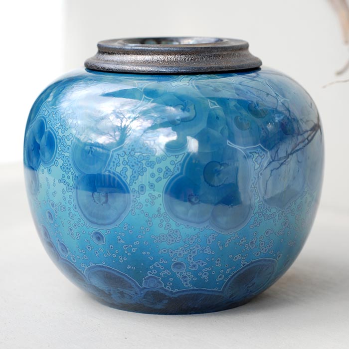 Kyanite Cremation Urn for Ashes - Medium Left View