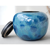 Kyanite Cremation Urn for Ashes - Medium Lid Off Rotated View