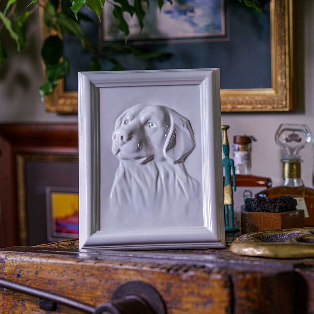 Labrador Dog Urn For Pet Ashes Front View Side Unit White