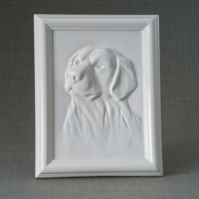       Labrador Pet Urn for Dogs Ashes White Front View