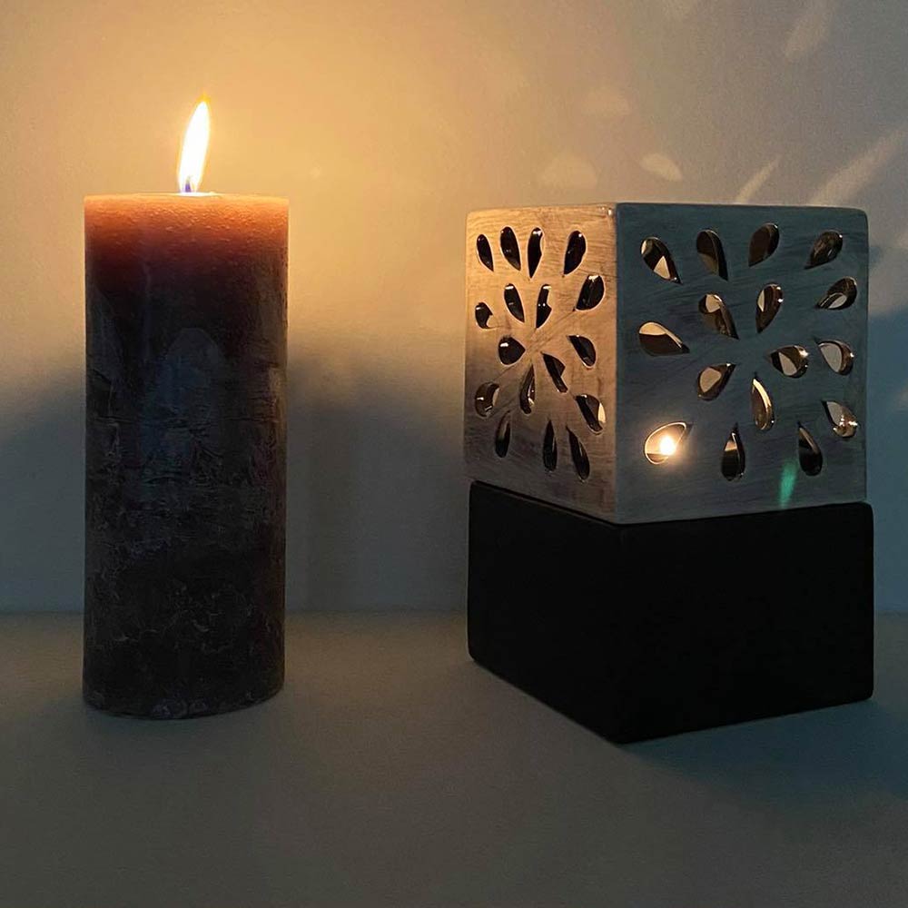 Lantern Candle Ashes Keepsake Next To Candle