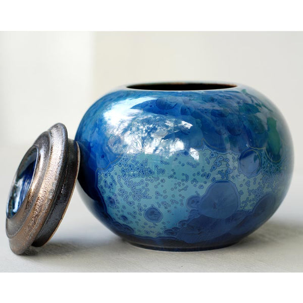 Lazuli Cremation Urn for Pets Ashes Lid Off Front View