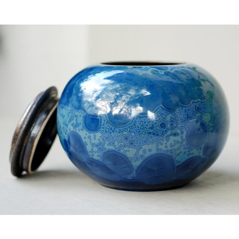 Lazuli Cremation Urn for Pets Ashes Lid Off Rotated View