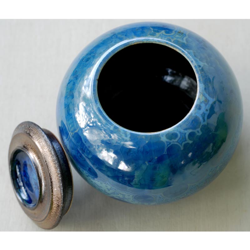 Lazuli Cremation Urn for Pets Ashes Lid Off Top View