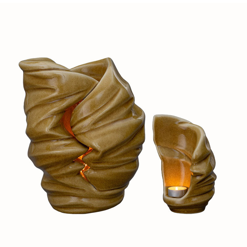 Light Cremation Urn for Ashes and Ashes Keepsake Urn Matching Set Dark Sand
