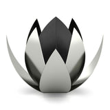 Lotus Ashes Keepsake Urn in Matte Black Stainless Steel and Silver Exterior Front View