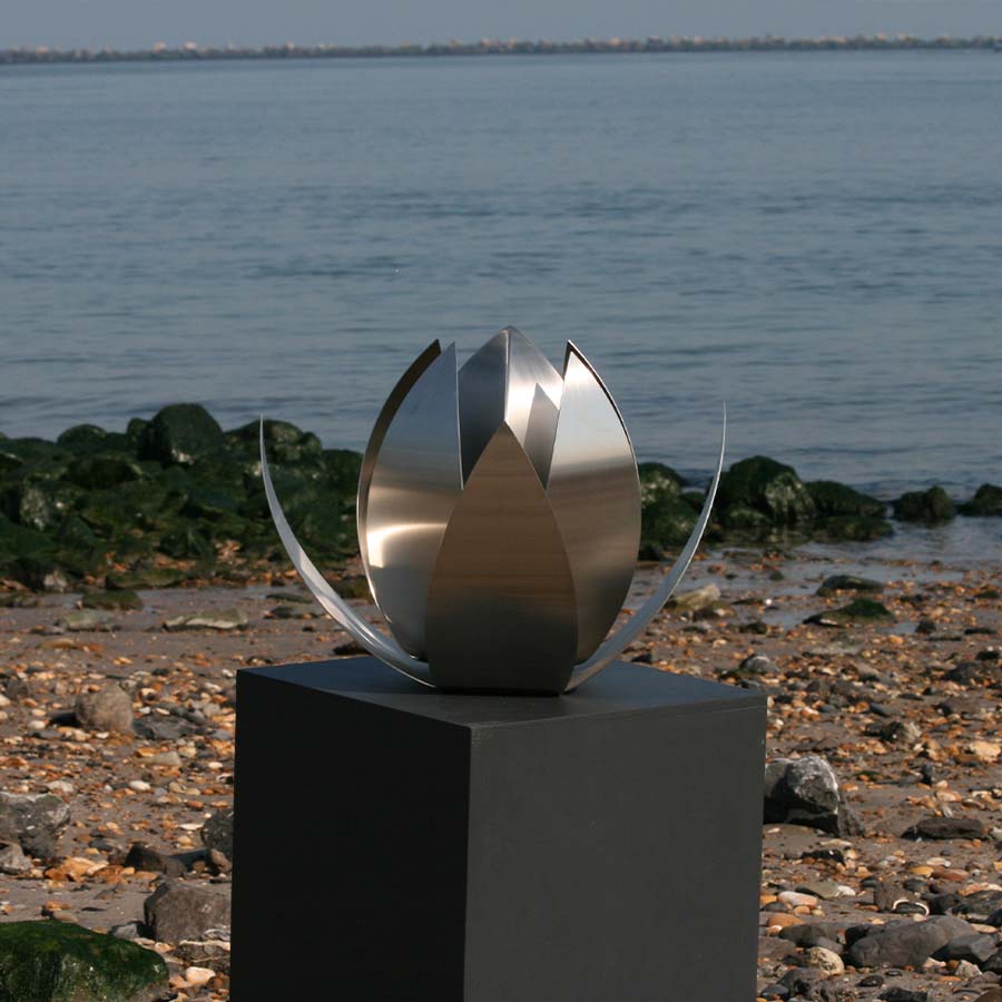 Lotus Cremation Urn for Ashes Adult in Stainless Steel by Sea