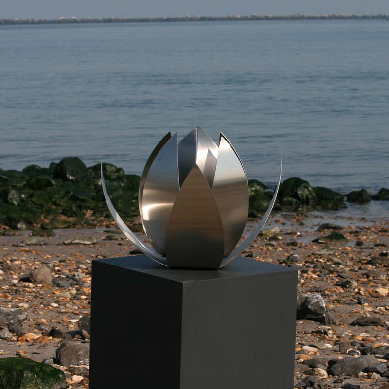 Lotus Cremation Urn for Ashes Child in Stainless Steel by Sea