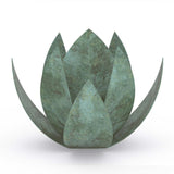 Lotus Cremation Urn for Ashes Companion in Green Bronze Front View
