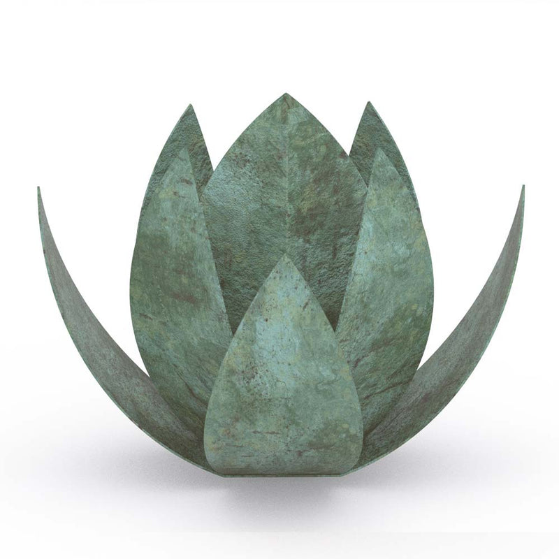 Lotus Cremation Urn for Ashes Companion in Green Bronze Front View