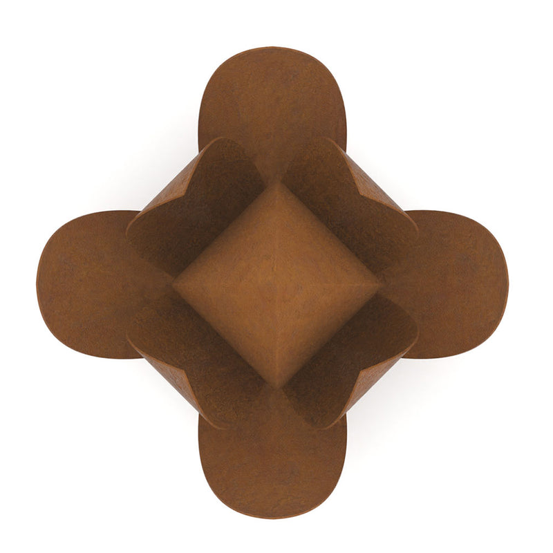 Lotus Cremation Urn for Ashes Pet in Corten Steel Top View