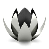Lotus Cremation Urn for Ashes Pet in Matte Black Stainless Steel with Silver Exterior Front View