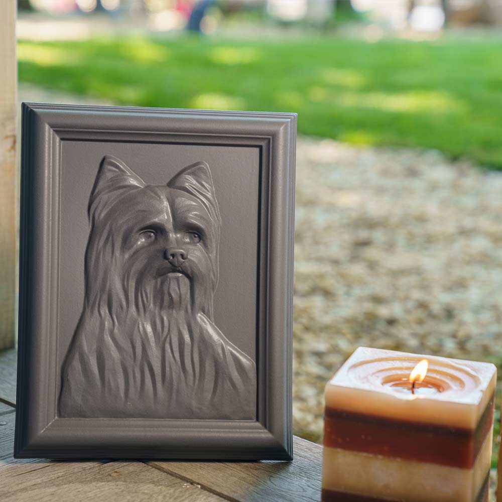 Male Yorkie Dog Urn For Pet Ashes Garden Candles