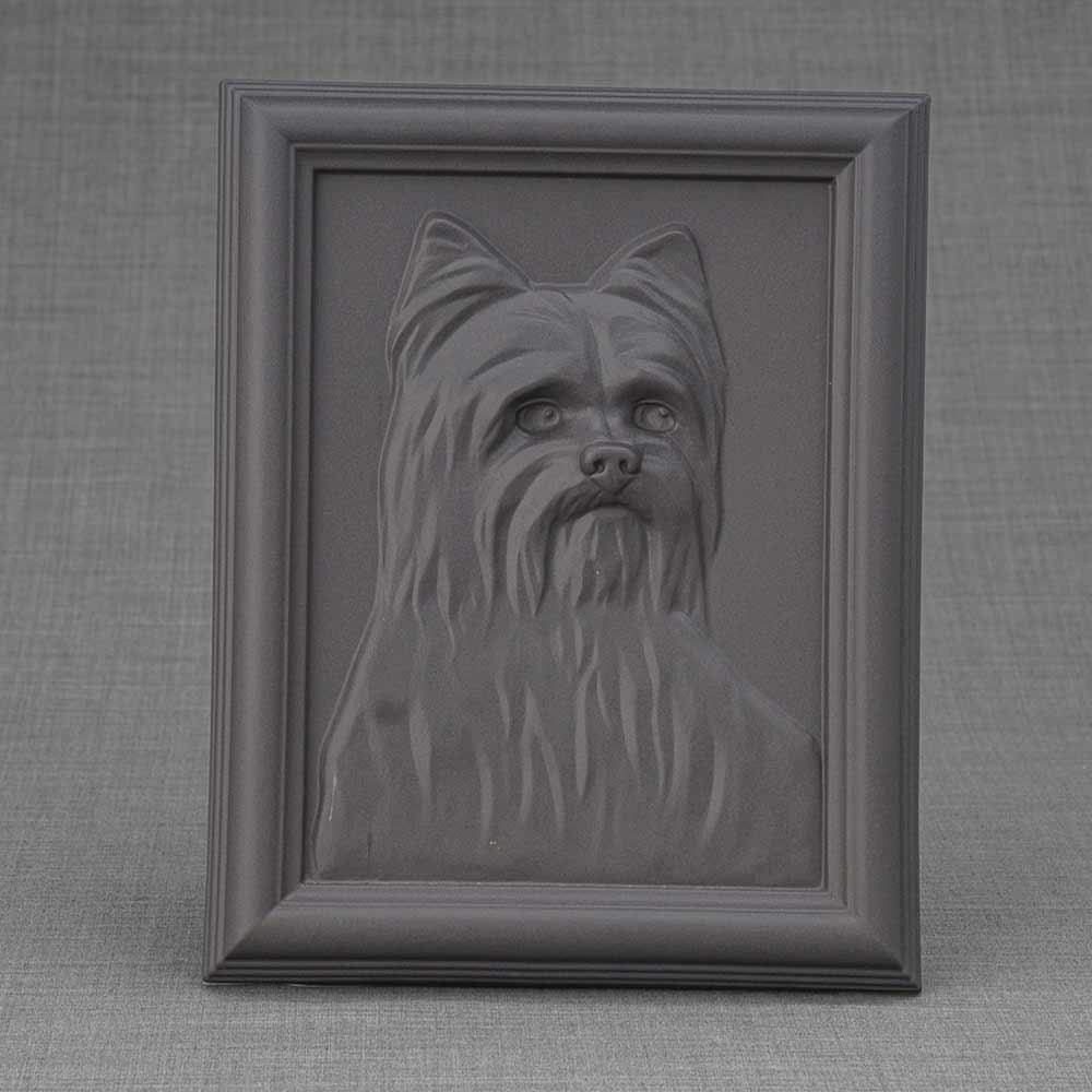 Male Yorkie Pet Urn For Dogs Ashes Charcoal Grey Front View