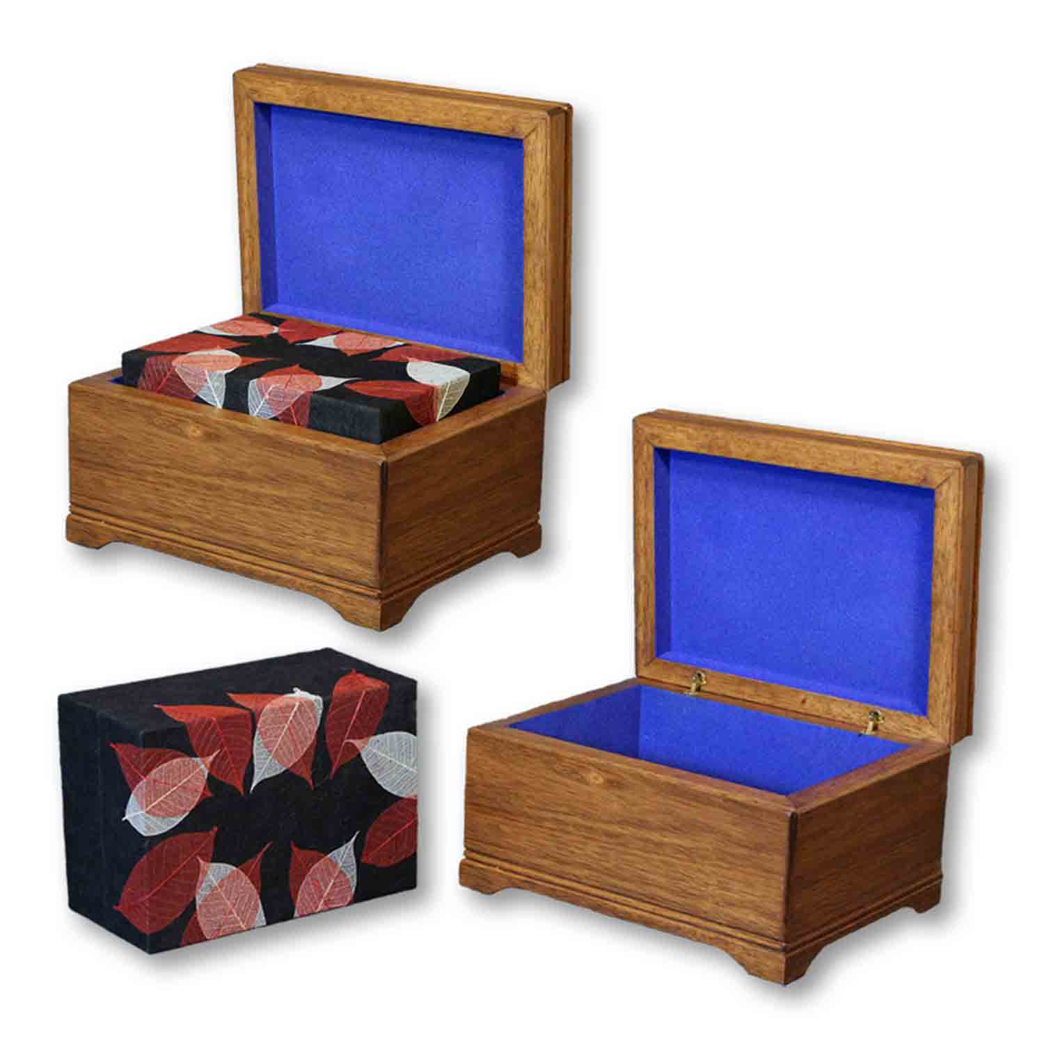 Memory Box Biodegradable Urn for Ashes in Autumn Leaves Two Chests