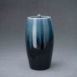 Memory Cremation Urn for Ashes in Blue Blend Front Facing Grey Background