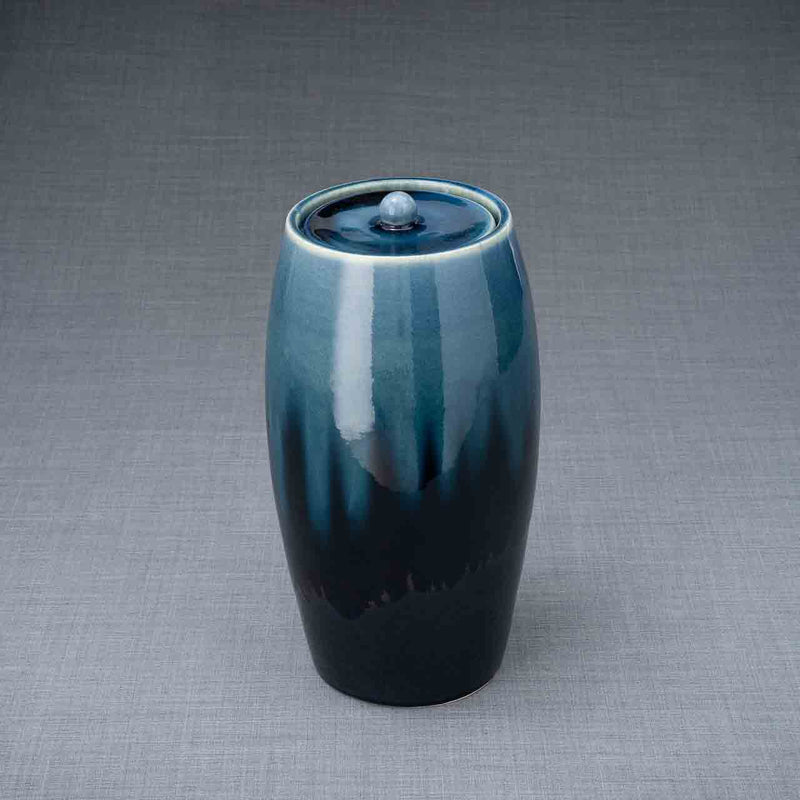 Memory Cremation Urn for Ashes in Blue Blend Grey Background