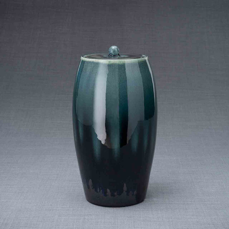 Memory Cremation Urn for Ashes in Green Blend Front Facing Grey Background