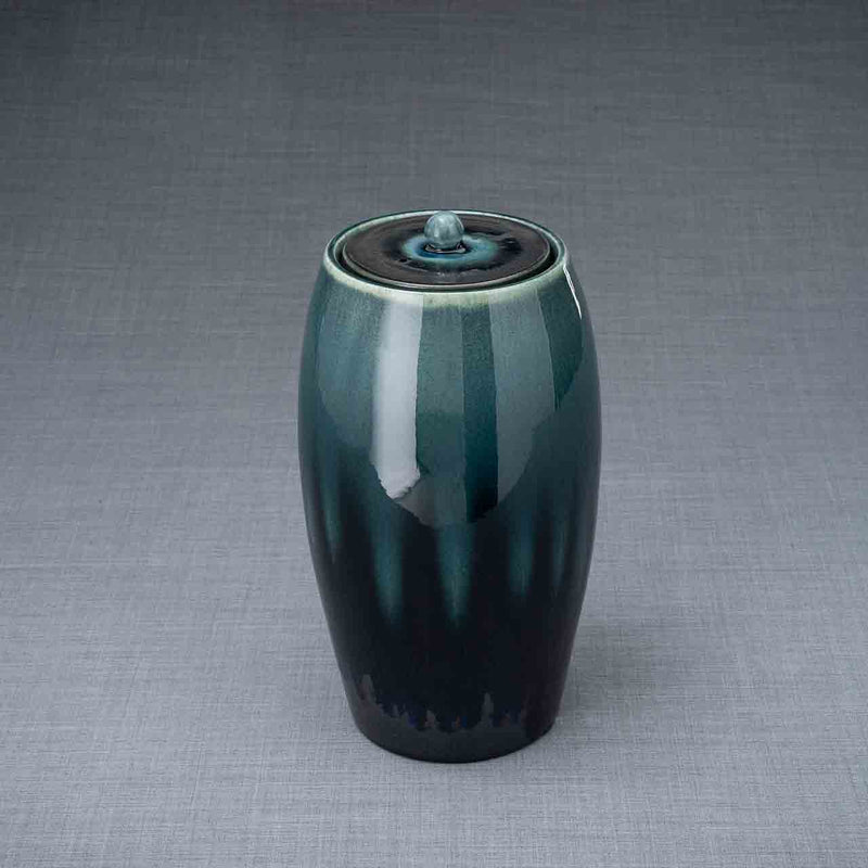Memory Cremation Urn for Ashes in Green Blend Grey Background