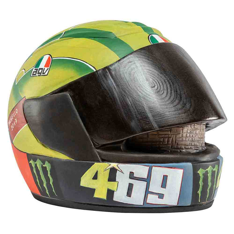 Motorcycle Helmet Cremation Urn for Ashes in Green and Black