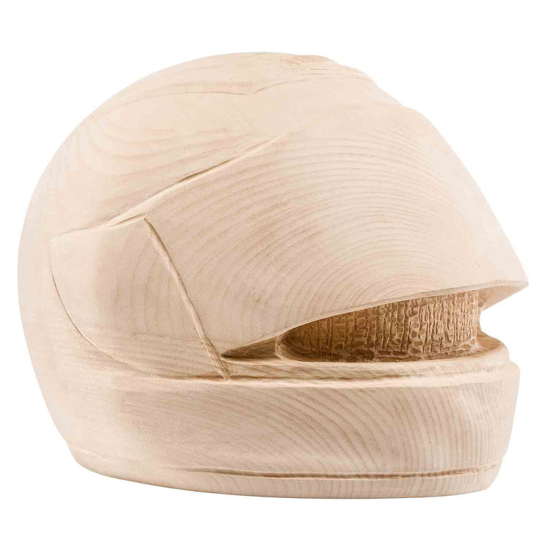Motorcycle Helmet Cremation Urn for Ashes in Lime Wood