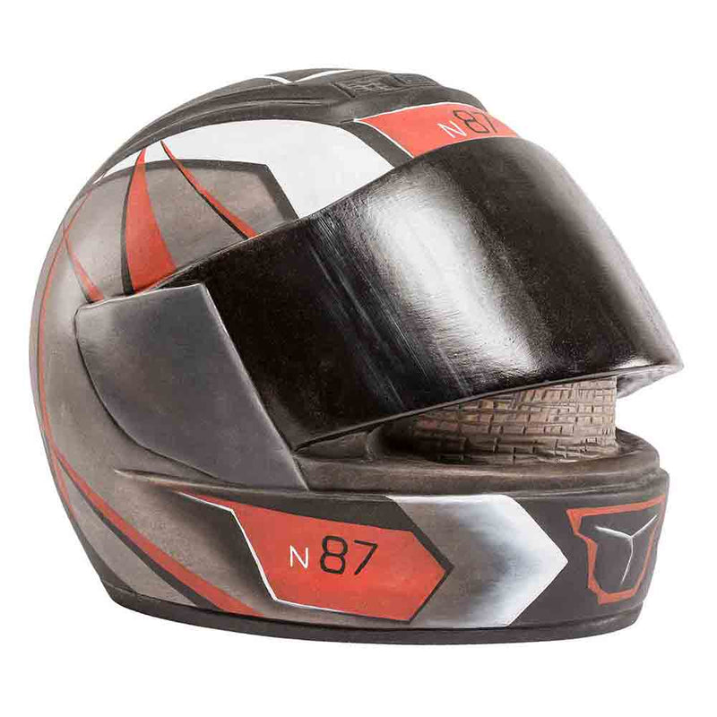 Motorcycle Helmet Cremation Urn for Ashes in Red and Black