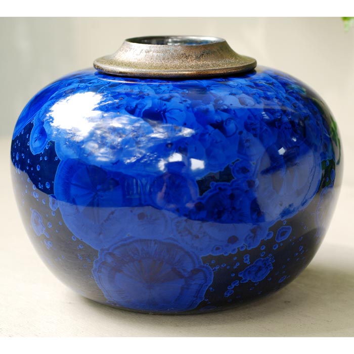 Navy Scapolite Cremation Urn for Ashes - Medium Front View