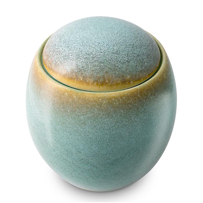 Ocean Blue Modern Cremation Urn for Ashes Top View