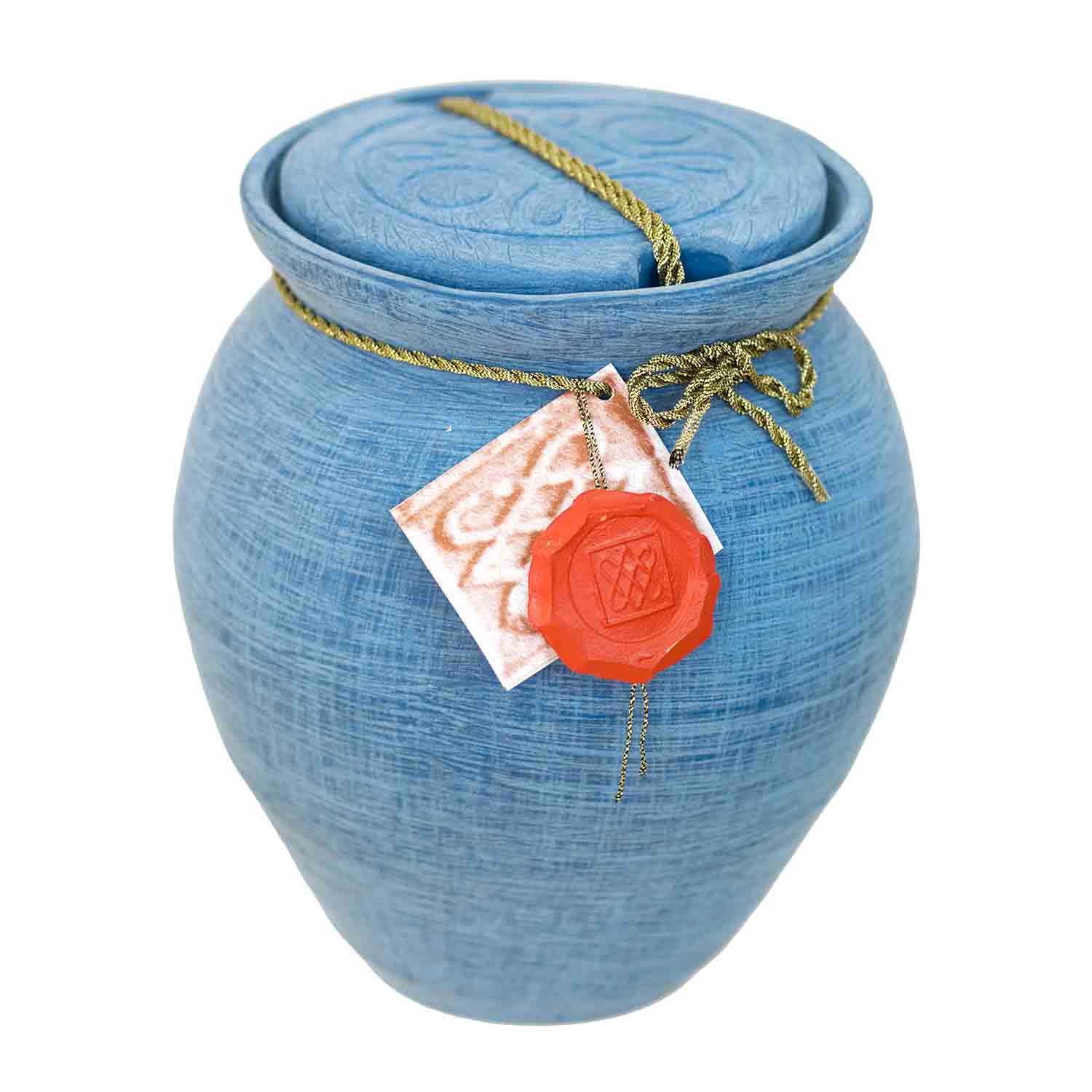 Oceane Roman Biodegradable Water Urn for Ashes in Aqua Blue