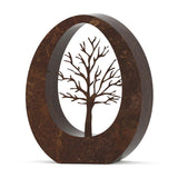Oval Ashes Keepsake Urn in Brown Bronze with Tree