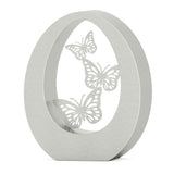 Oval Ashes Keepsake Urn in Stainless Steel with Butterflies