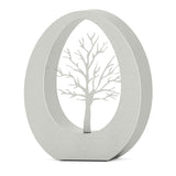 Oval Ashes Keepsake Urn in Stainless Steel with Tree