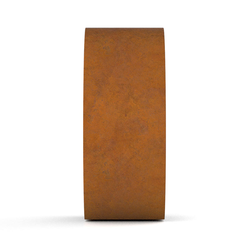 Oval Cremation Urn for Ashes Adult in Corten Steel Side View
