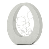 Oval Cremation Urn for Ashes Adult in Stainless Steel with Bear