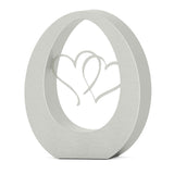 Oval Cremation Urn for Ashes Adult in Stainless Steel with Hearts