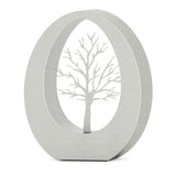 Oval Cremation Urn for Ashes Adult in Stainless Steel with Tree
