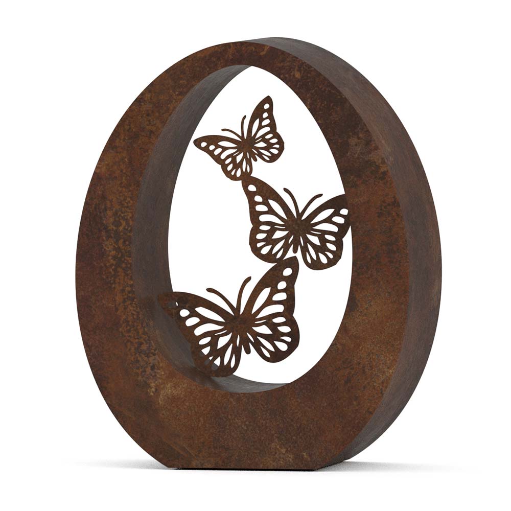 Oval Cremation Urn for Ashes Companion in Brown Bronze with Butterflies