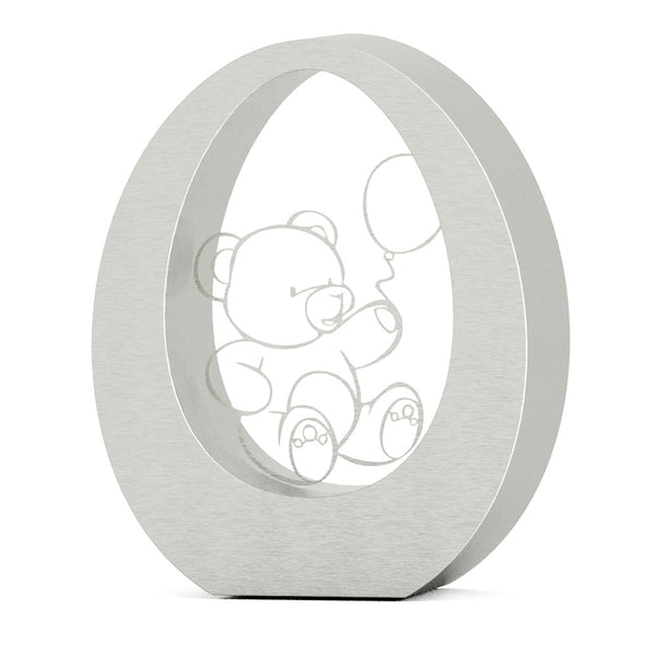 Oval Cremation Urn for Ashes Companion in Stainless Steel with Bear