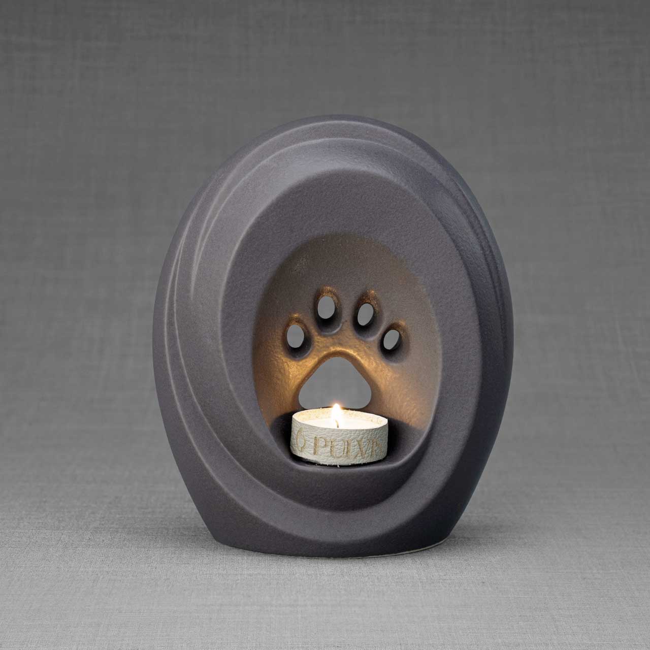Paw Print Cremation Urn For Ashes Matte Grey Back View_Jpg