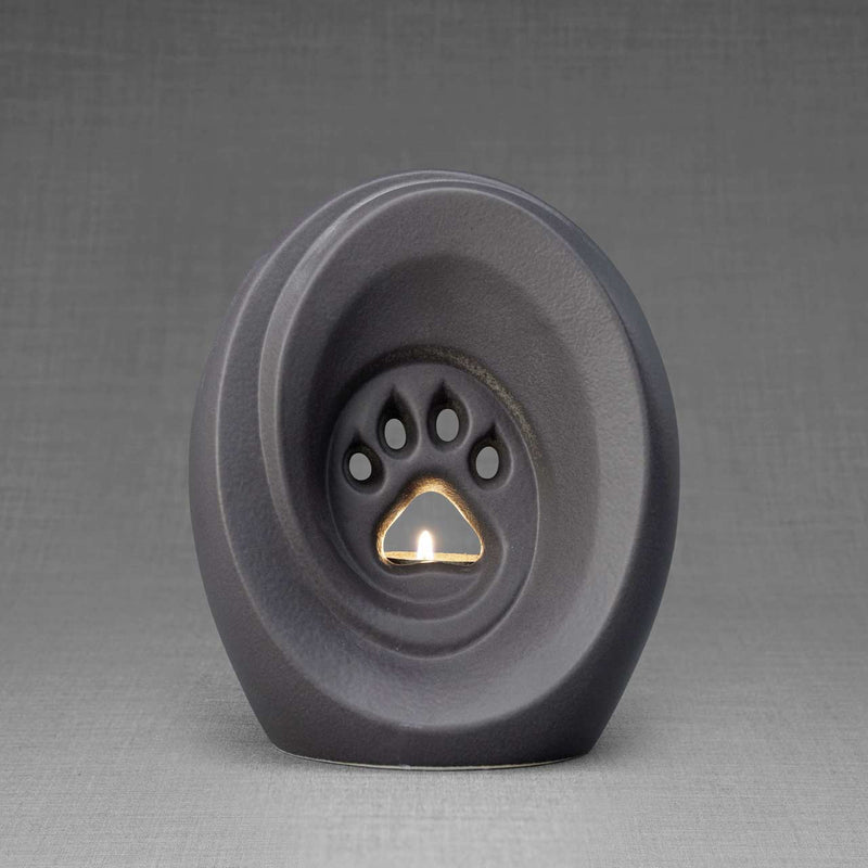 Paw Print Pet Urn for Ashes in Charcoal Grey
