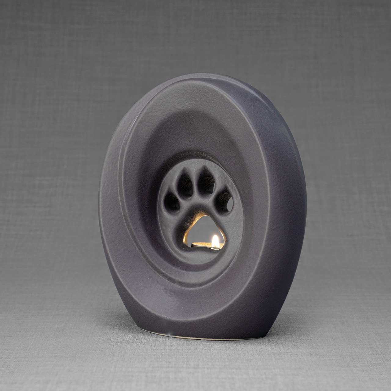 Paw Print Cremation Urn For Ashes Matte Grey Left View